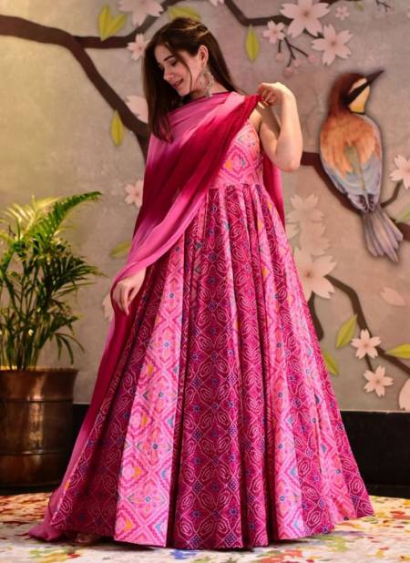 Dark Pink Colour Alfaaz 5 New Designer Fancy Festive Wear Long Gown With Dupatta Collection 5001